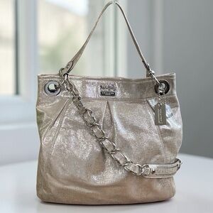 Coach 2009 Madison Champagne hobo with silver chain